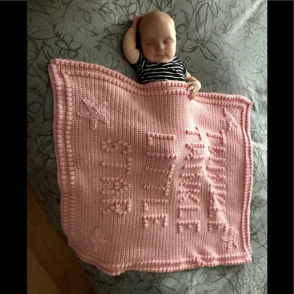Crochet Baby Afghan. Twinkle Twinkle Little ⭐️ - Pink - Picture 2 of 4